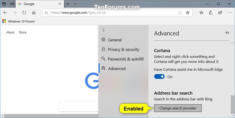 Enable Or Disable Change Search Engine In Microsoft Edge In Windows 10 Tutorials