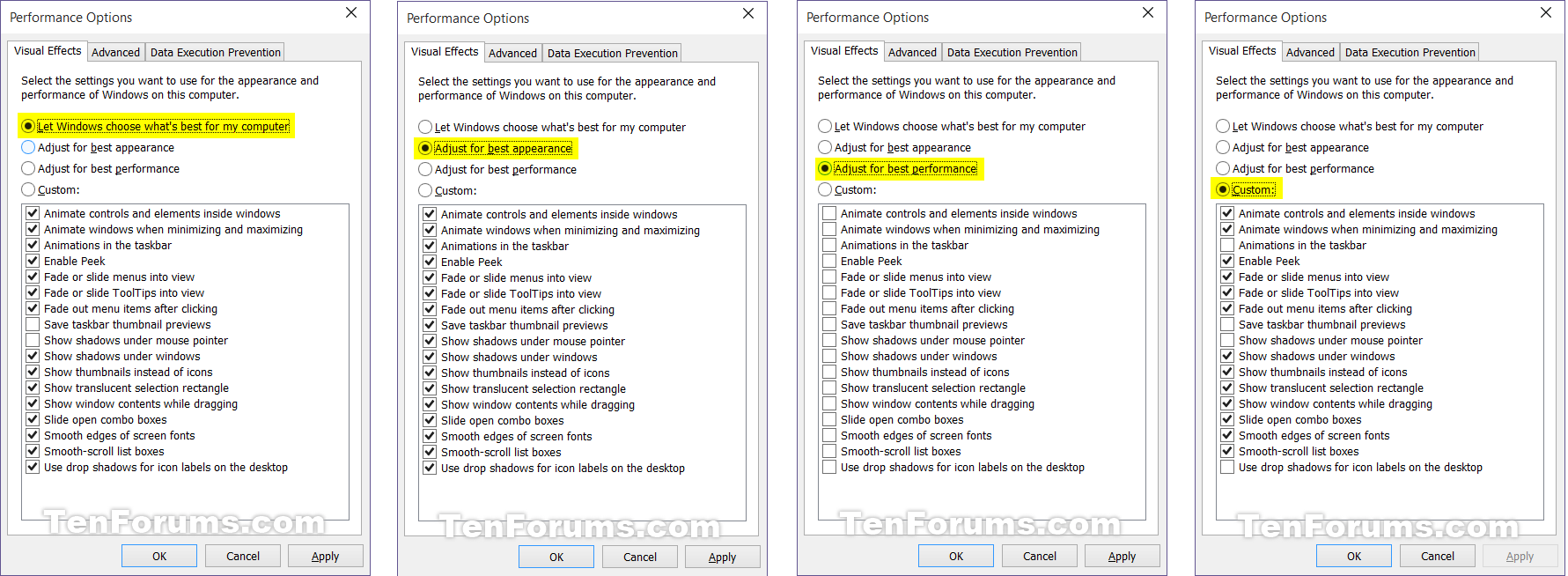 Change Visual Effects Settings in Windows 10 | Tutorials Change Visual Effects Settings in Windows 10 | Tutorials