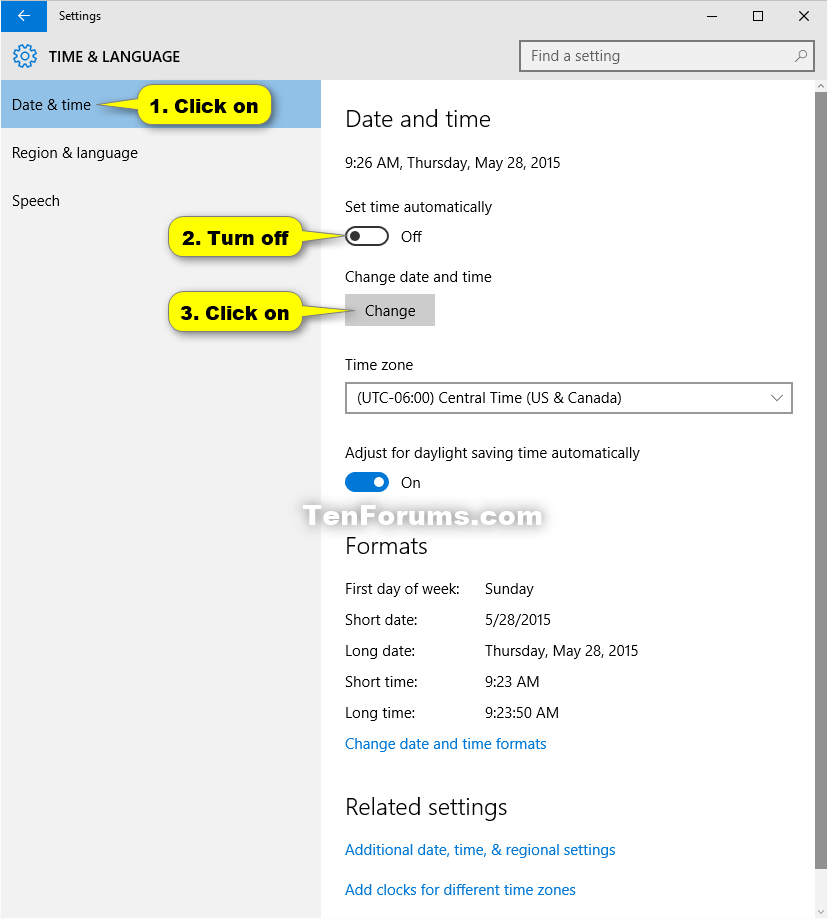Change Date in Windows 10 Tutorials