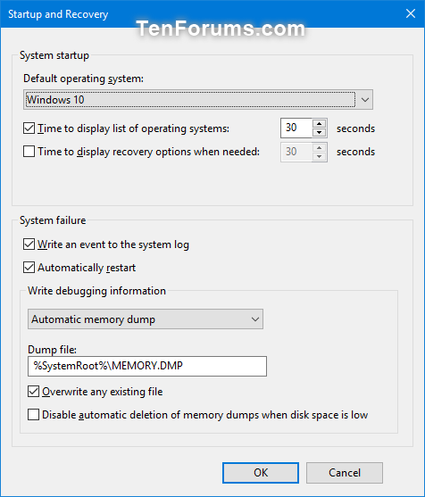 Configure Windows 10 to Create Minidump on BSOD-default_system_failure.png