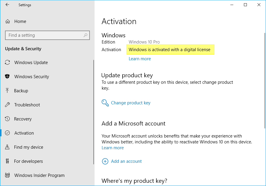 Link Microsoft Account To Windows 10 Digital License Page 15