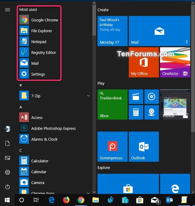 Enable or Disable Most Used Apps on Start Menu in Windows 10-most_used_on_start_menu.jpg