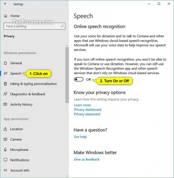 how to use online speech recognition in windows 10