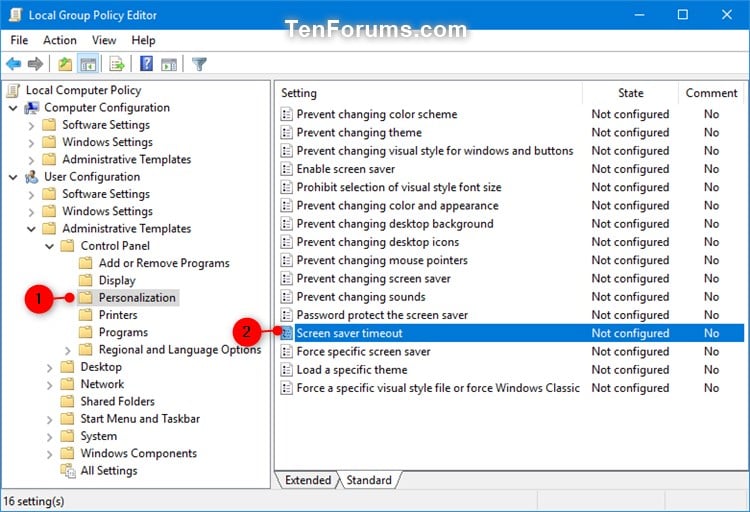 Specify Screen Saver Timeout in Windows | Tutorials