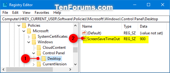 windows screen saver timeout registry