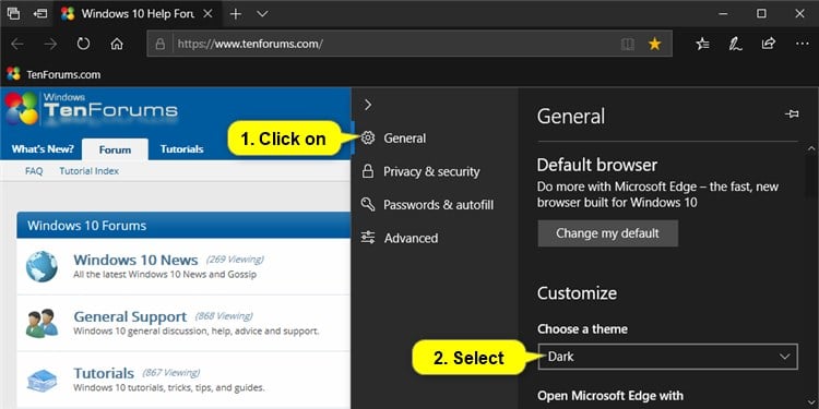 Change Microsoft Edge Theme In Windows 10 Tutorials