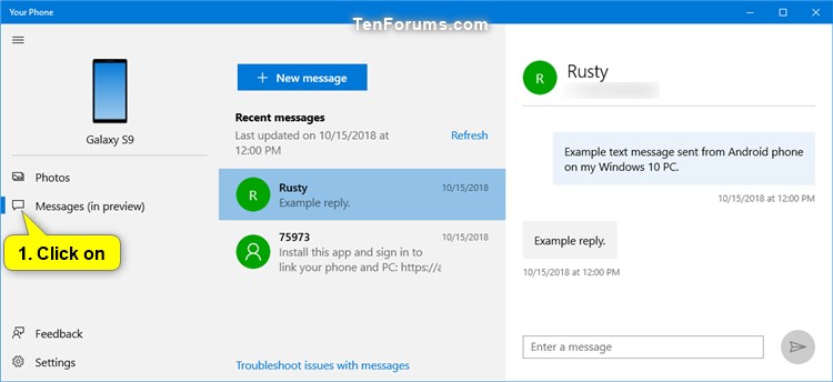 View Text Messages from Android Phone in Your Phone app on Windows 10-your_phone_messages-1.jpg