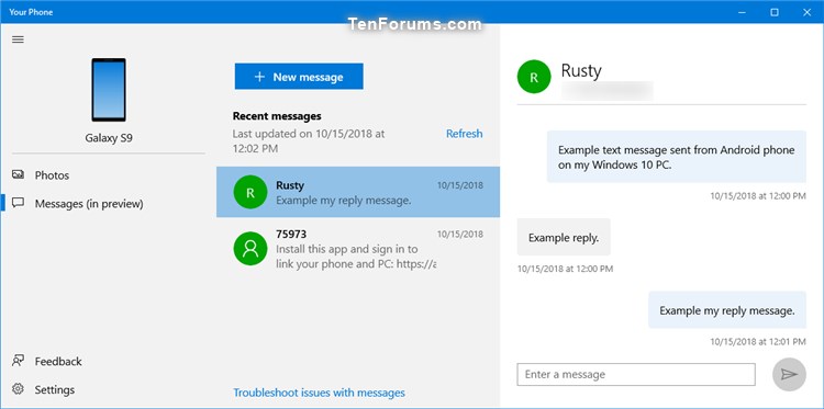 View Text Messages from Android Phone in Your Phone app on Windows 10-your_phone_messages-5.jpg