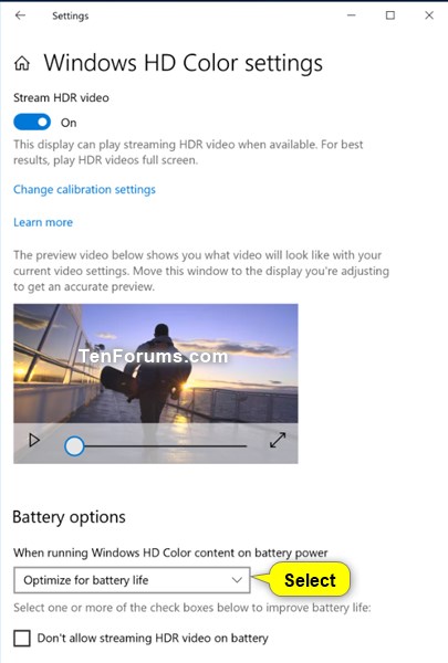 Optimize Battery Life on Windows 10 PC-hdr_video_playback_settings.jpg