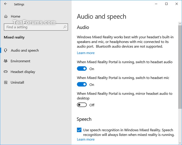 Add or Remove Mixed Reality page from Settings in Windows 10-mixed-reality_audio_and_speech-settings.jpg