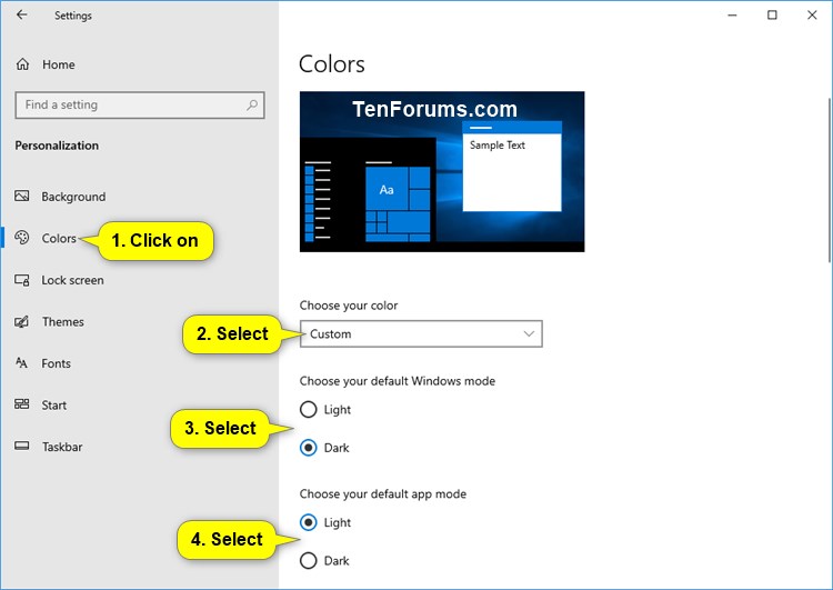 Change Default App &amp; Windows Mode to Light or Dark Theme in Windows 10-custom_default_app_windows_mode.jpg