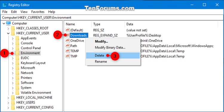 Delete User and System Environment Variables in Windows-delete_user_environment_variables_regedit-1.jpg