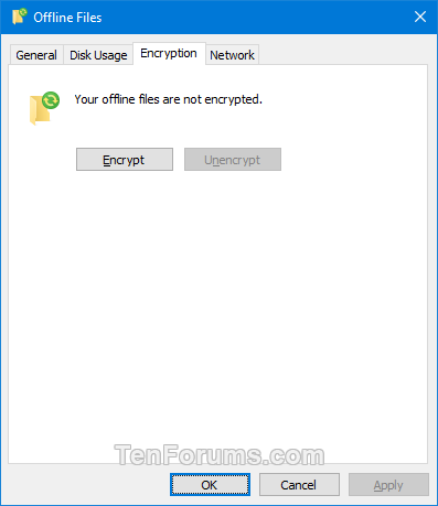 Add Sync Center Context Menu in Windows-offline_files-encryption_tab.png