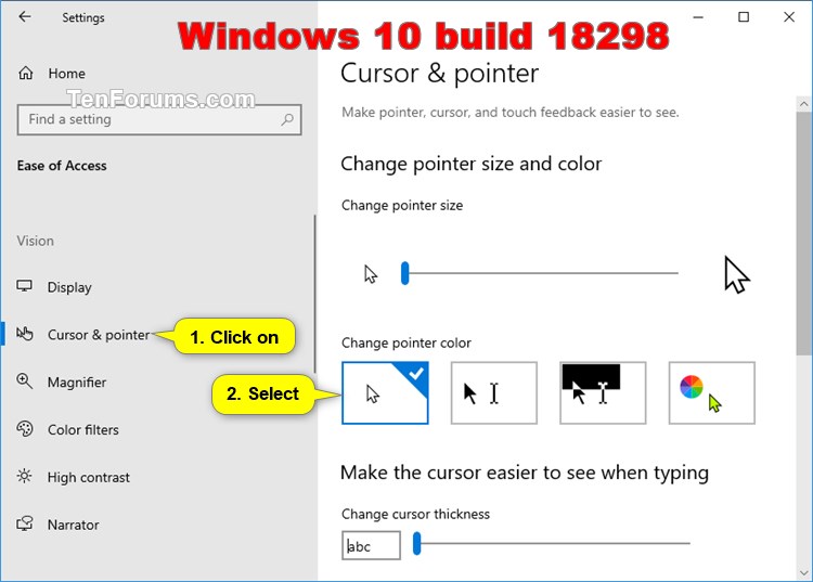 windows 10 change cursor color
