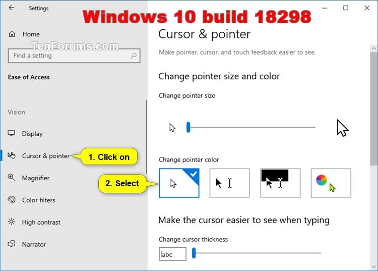 How to change the colour of the mouse pointer in Windows 10