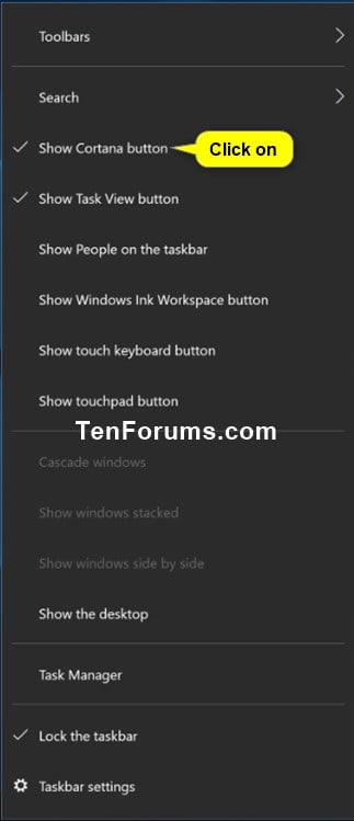 cortana remove from taskbar