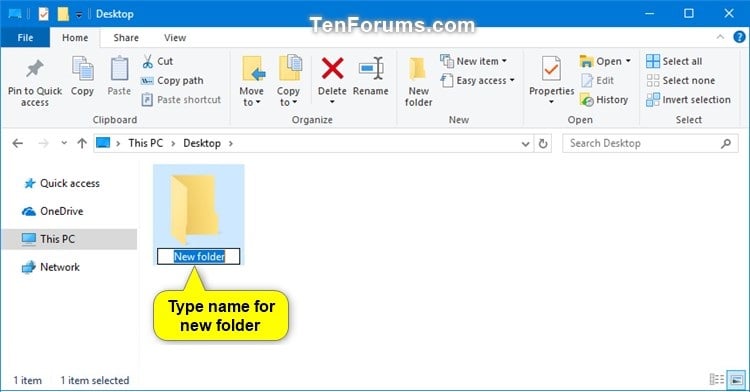 how to create a file folder in windows 10