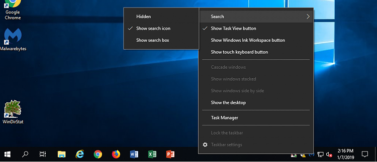 Hide Or Show Search Box Or Search Icon On Taskbar In Windows 10 Page