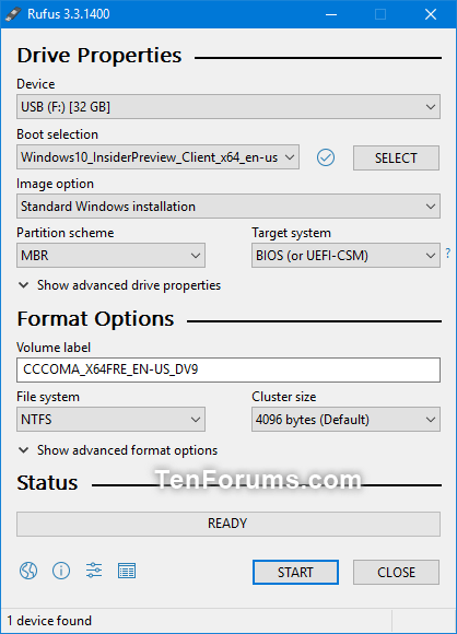 Create Bootable USB Drive to Install 10 |