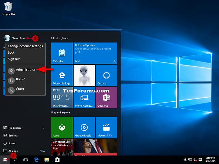 change account to admin windows 10