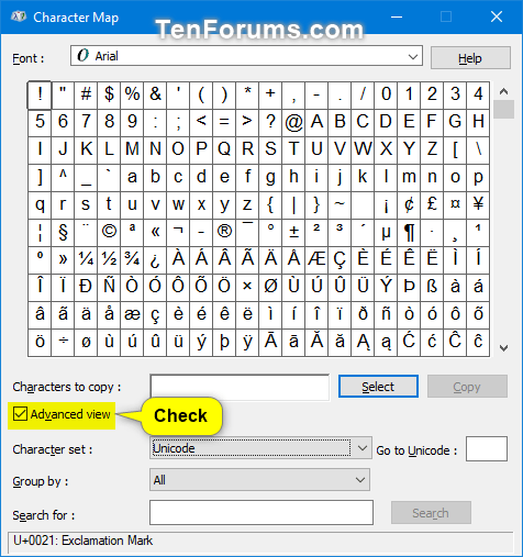 Open And Use Character Map In Windows Tutorials