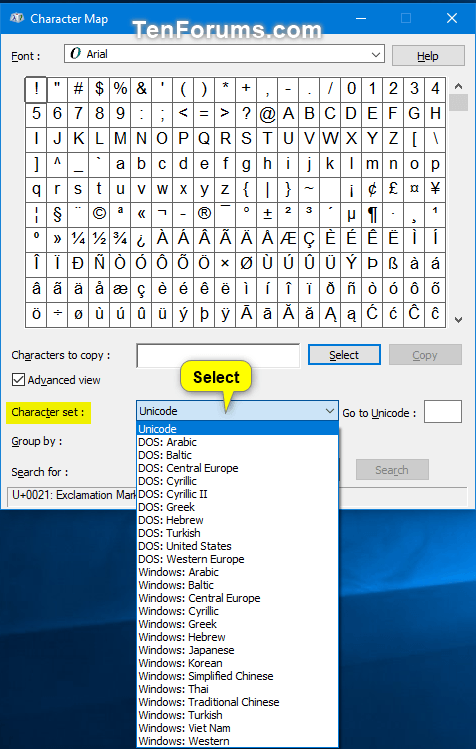 Open And Use Character Map In Windows Tutorials