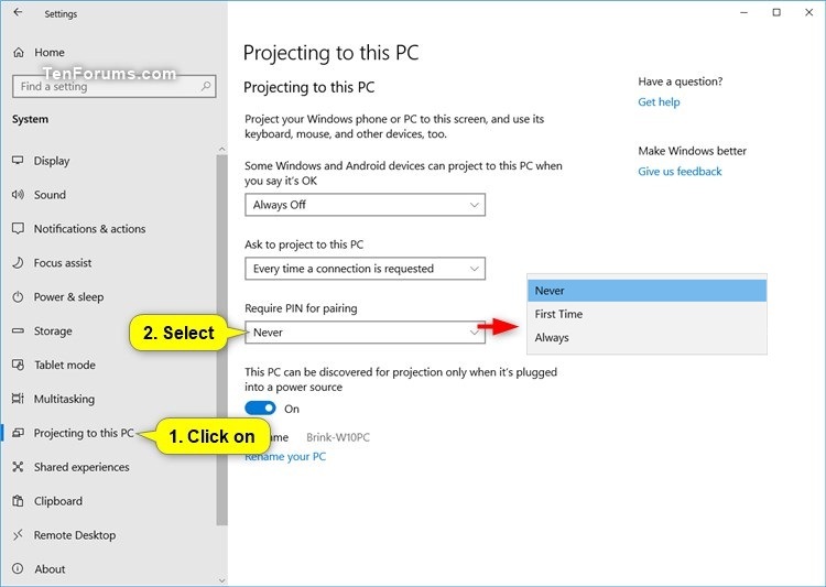 Turn On or Off Require PIN for Projecting to this PC in Windows 10-projecting_to_this_pc_require_pin.jpg