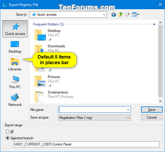 Change Places Bar Items in Common Dialog Box in Windows-common_dialog_box_places_bar_default_items.png