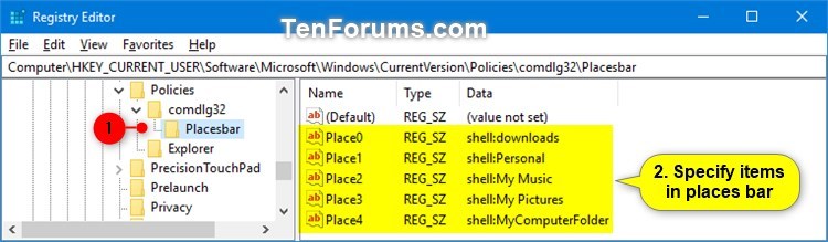 Change Places Bar Items in Common Dialog Box in Windows-common_dialog_box_places_bar_regedit-1.jpg