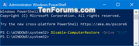 Turn On or Off System Protection for Drives in Windows 10-turn_off_system_protection_for_drives_in_powershell.png