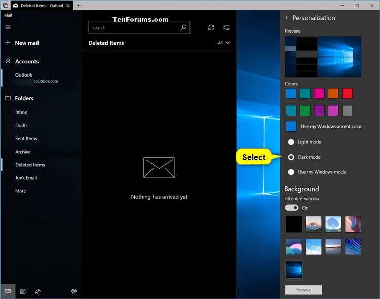 Change to Light or Dark Theme for Mail and Calendar app in Windows 10-mail_dark_mode.jpg