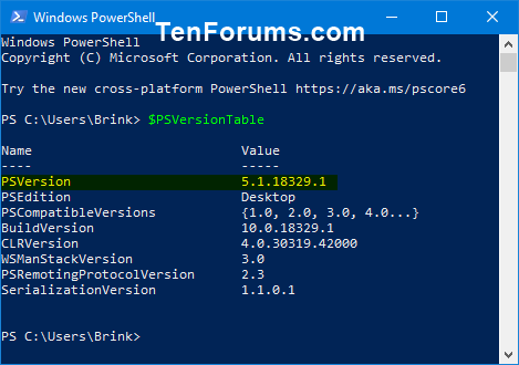 how to determine powershell version