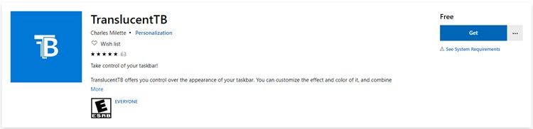 Enable Taskbar Clear Transparency with TranslucentTB in Windows 10-translucenttb_microsoft_store.jpg