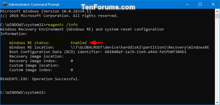 Enable or Disable Windows Recovery Environment in Windows 10-windows_re_status-1.jpg