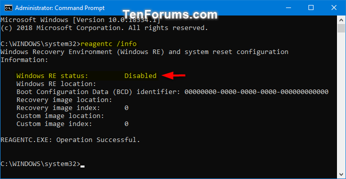 Enable or Disable Windows Recovery Environment in Windows 10-windows_re_status-2.png