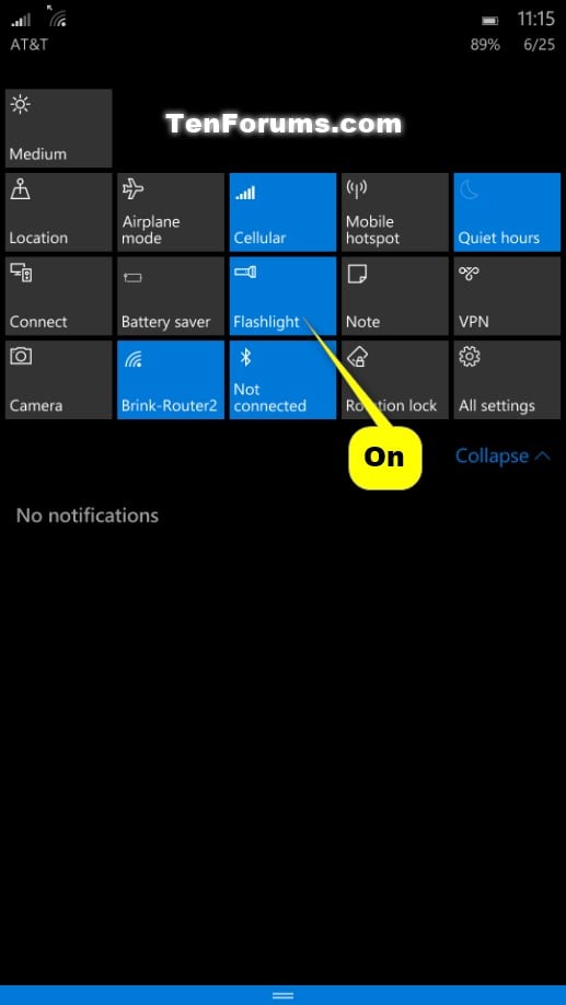 Flashlight - Turn On or Off in Windows 10 Mobile Phone ...