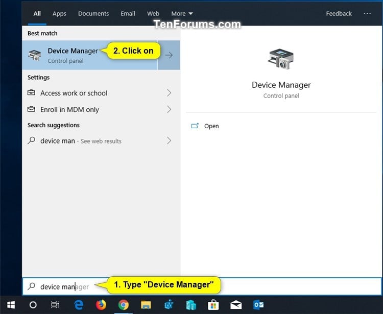 Open Device Manager in Windows 10 Tutorials