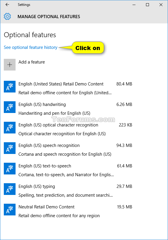 Manage Optional Features in Windows 10  Tutorials