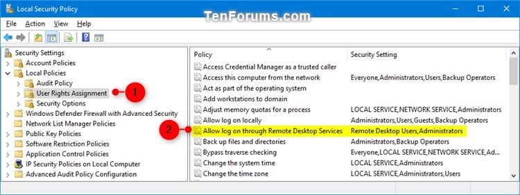 active directory user rights assignment