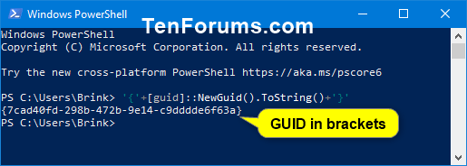 Generate Globally Unique Identifier (GUID) in Windows-powershell_guid_with_brackets.png