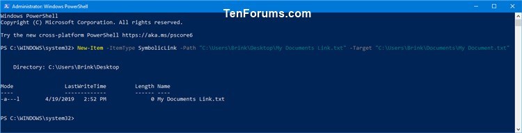 Create Soft and Hard Symbolic Links in Windows-soft_symbolic_link_to_file_powershell.jpg