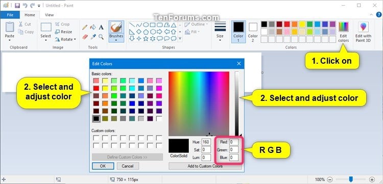 Change Window Text Color In Windows 10 Tutorials - How To Change Text Font Paint