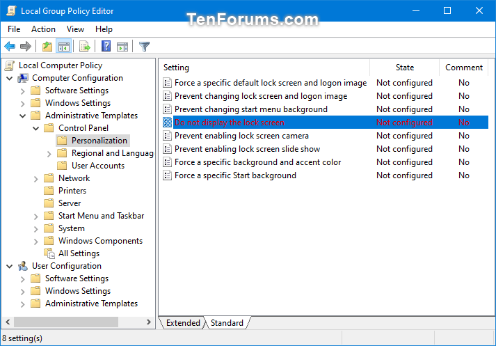 Change Highlighted Text Color in Windows 10-hilighttext_color_local_group_policy_editor.png