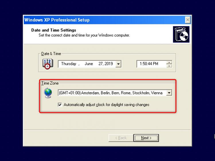 Hyper-V - Add Windows XP Mode Virtual Machine in Windows 10-time-zone.jpg