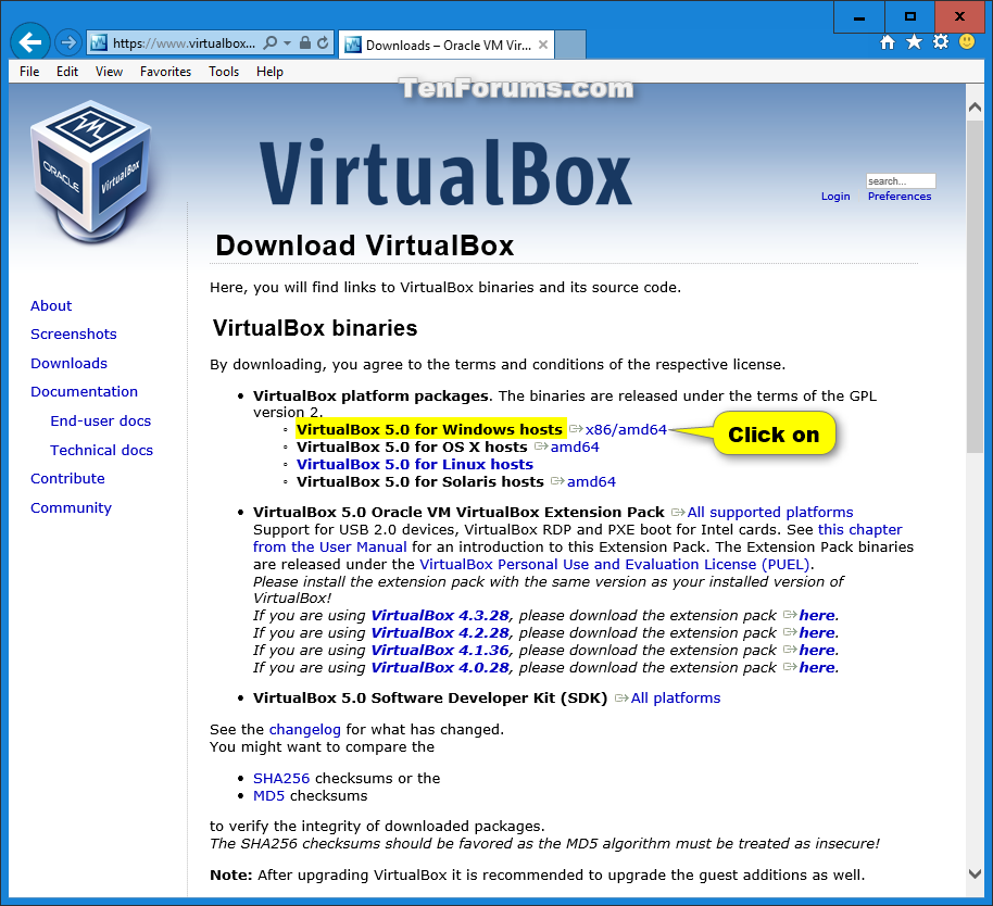 virtualbox download windows 10