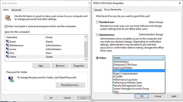 how to remove all users from windows 10