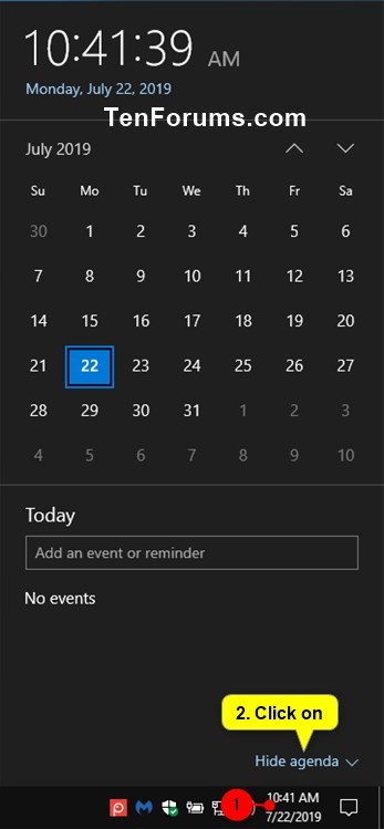 Hide or Show Calendar Agenda in Clock on Taskbar in Windows 10-hide_agenda.jpg