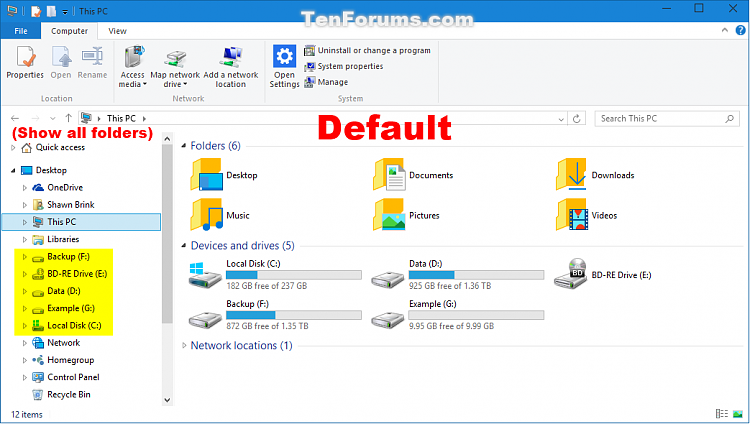 Add or Remove Duplicate Drives in Navigation Pane in Windows 10-1.png