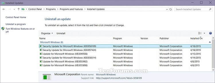 clear update history windows 10