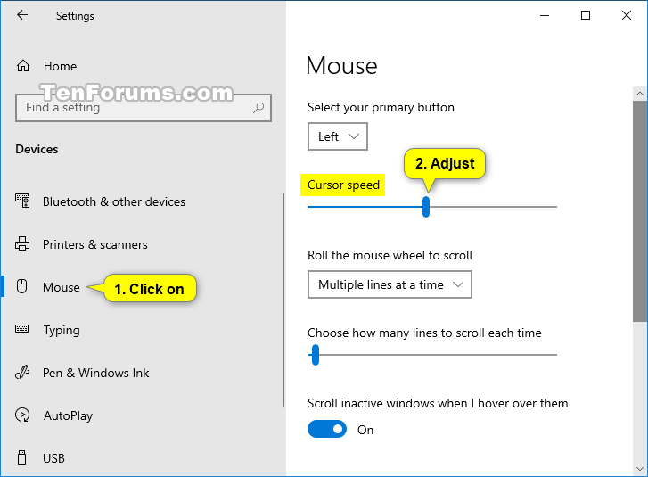 How can I change the text cursor speed in Microsoft Windows 10